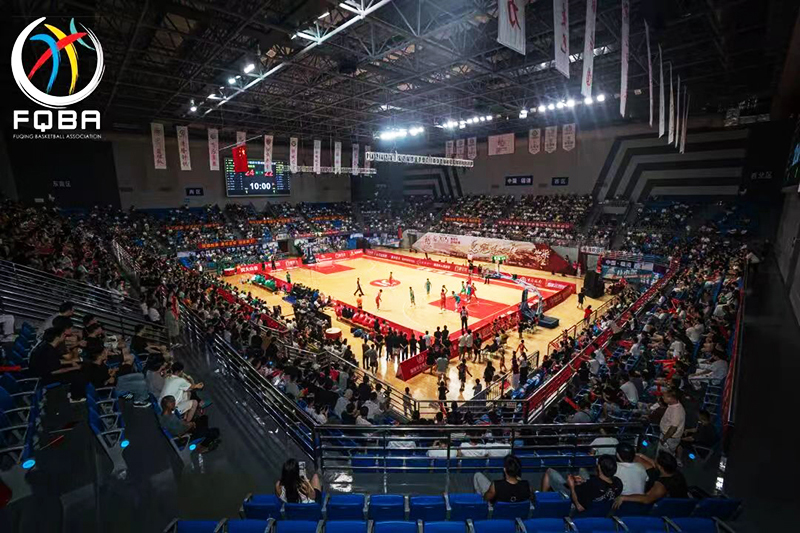 Live match of 2026 Fuqing City Basketball League, bright and uniform LED stadium lighting for HD broadcast
